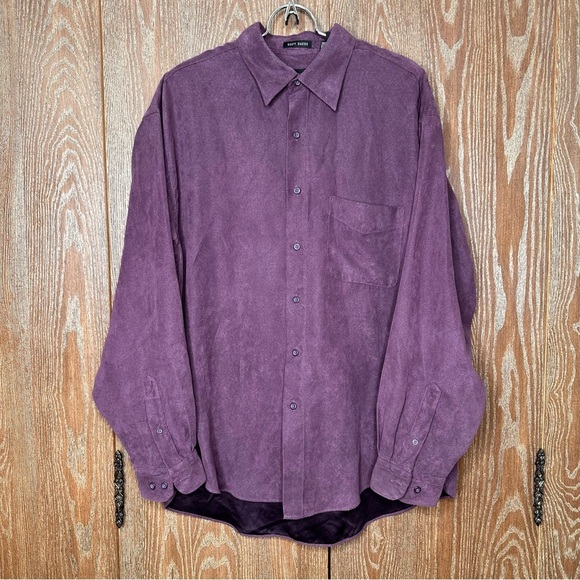 Van Heusen Other - Van Heusen Men Suede Soft Purple Corduroy Casual Shirt Long Sleeve Button Down L